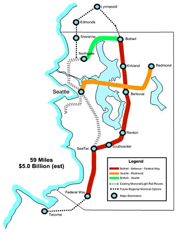 Image: map of proposed monorail routes